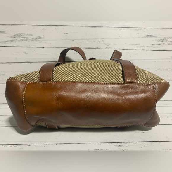 Etienne Aigner Canvas and Leather Tote Bag Striped Design with Adjustable Straps - Picture 10 of 16